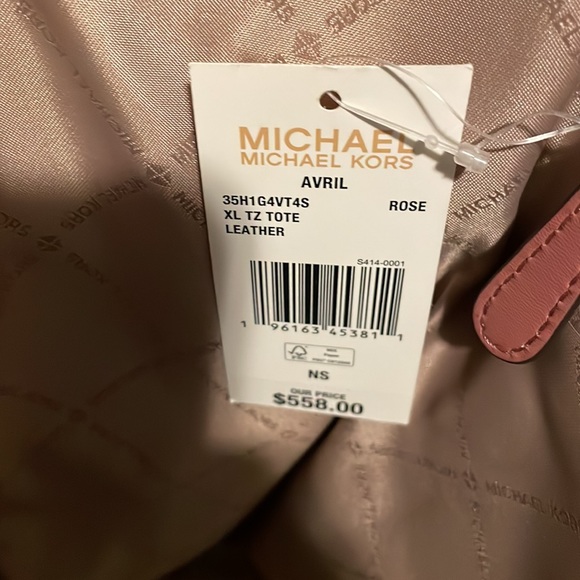 NWT Michael Kors AVRIL XL Top Zip Tote Handbag Rose Msrp:$558.00. - Picture 4 of 10